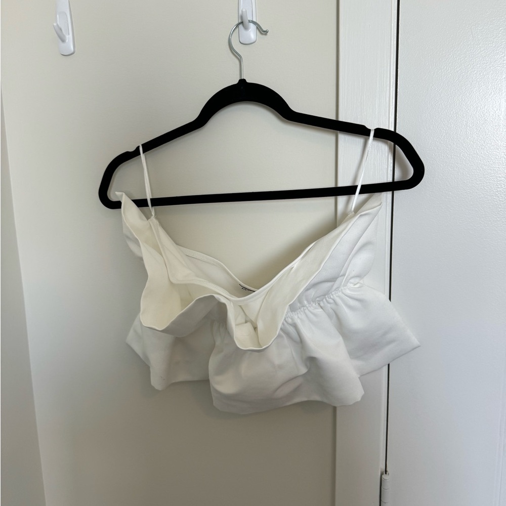 Zara White Ruffle Bandeau